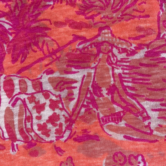 🌴LILLY PULITZER ‘Duval’ Notch Neck Linen Top in Cheeky Melon Rule Breakers - Picture 7 of 12